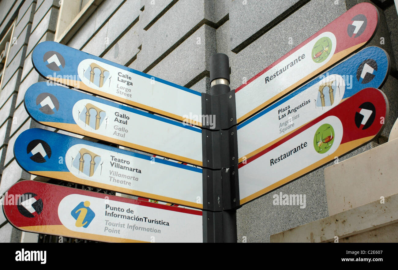 Un cartello stradale di Jerez,Andalusia,Spagna Foto Stock