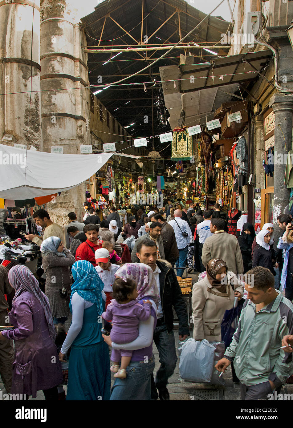 A Damasco in Siria Bazaar Souk Souq market shop Foto Stock