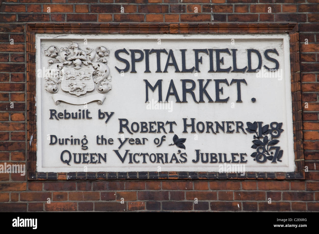 Spitalfields Market segno Londra Foto Stock