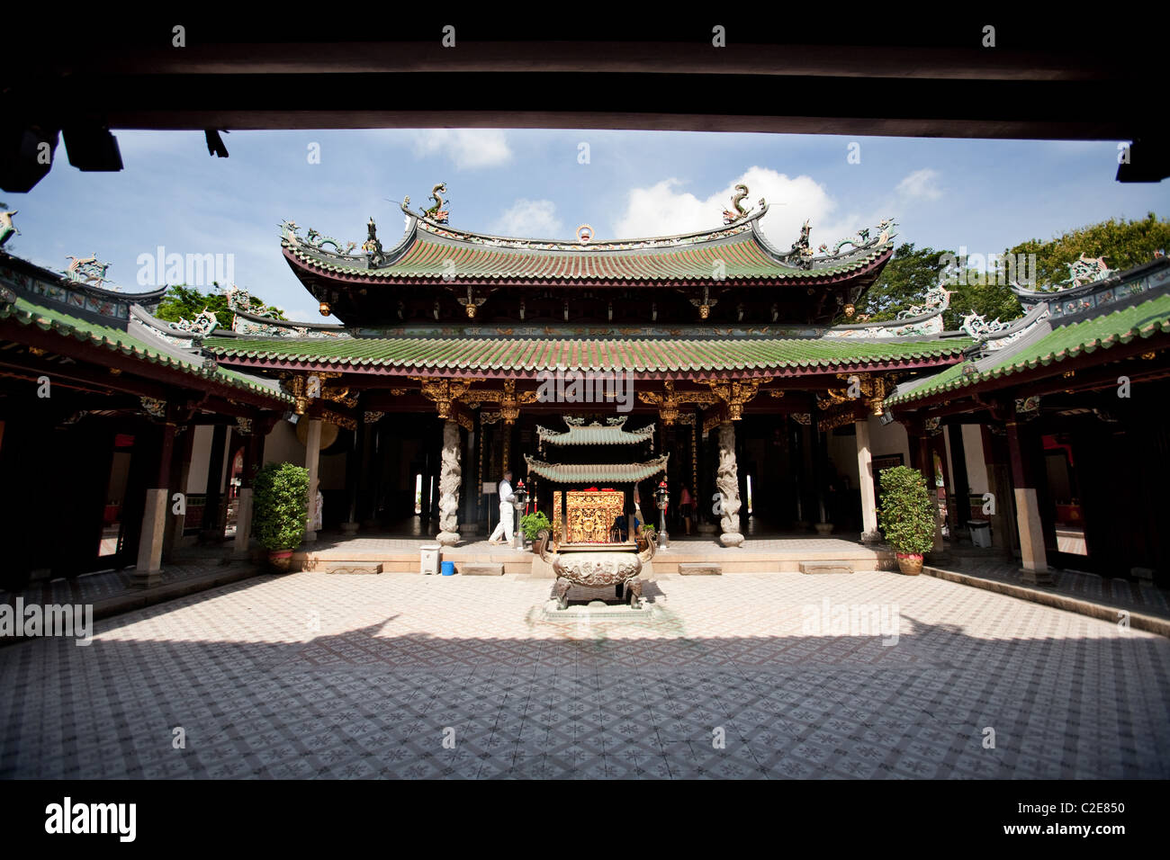 Un tempio buddista cortile, architettura asiatica Foto Stock