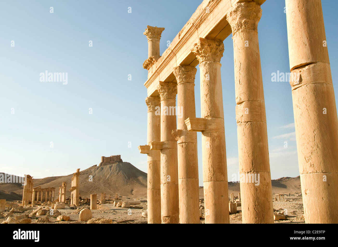 2 Cent Palmyra romana e fortezza araba della Siria Syrian Foto Stock