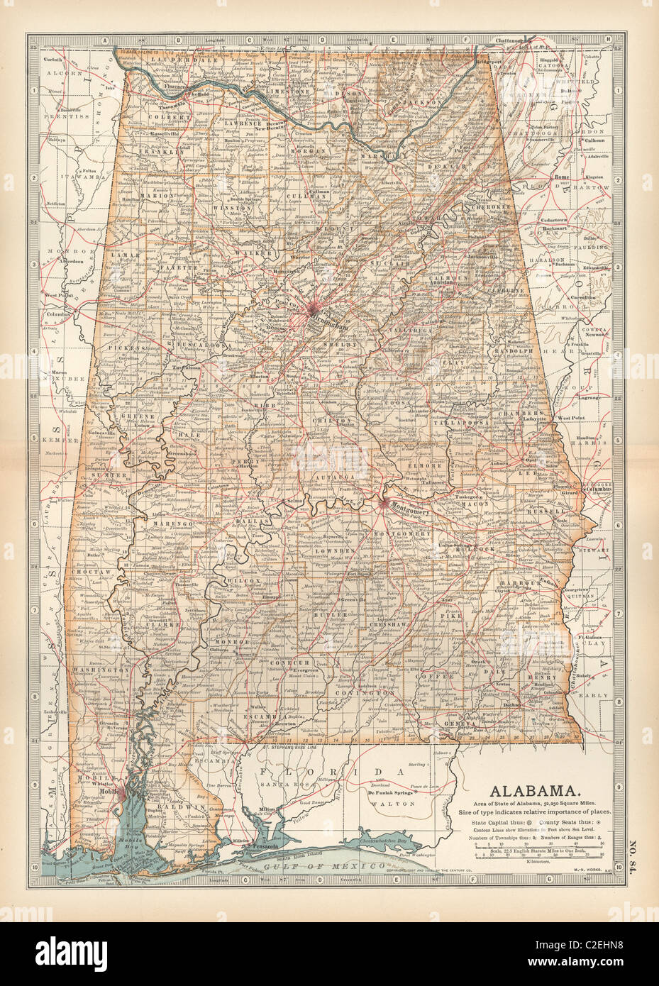 Mappa di Alabama Foto Stock