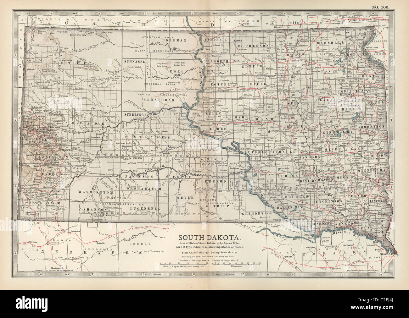 Mappa di Dakota del Sud Foto stock Alamy
