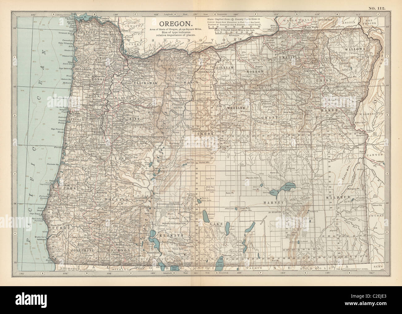 Mappa di Oregon Foto Stock