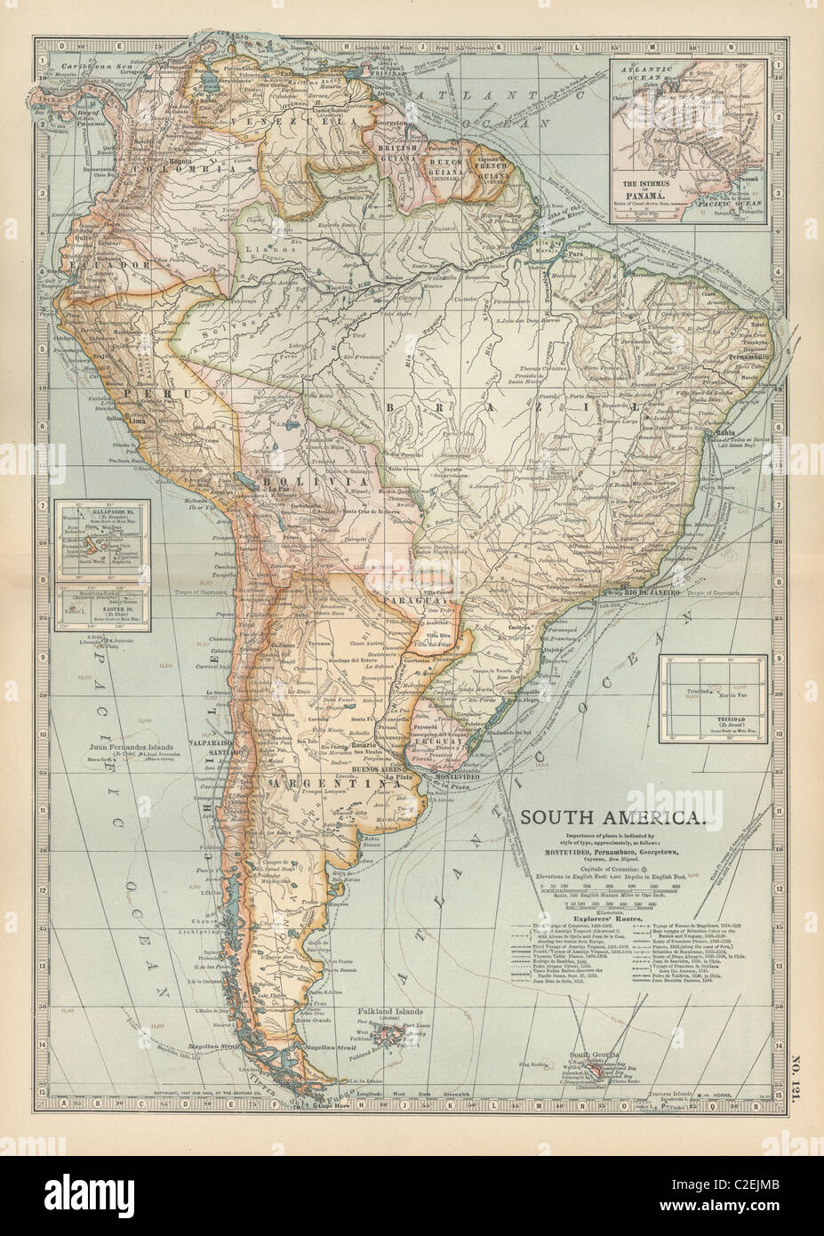 Mappa di Sud America Foto Stock