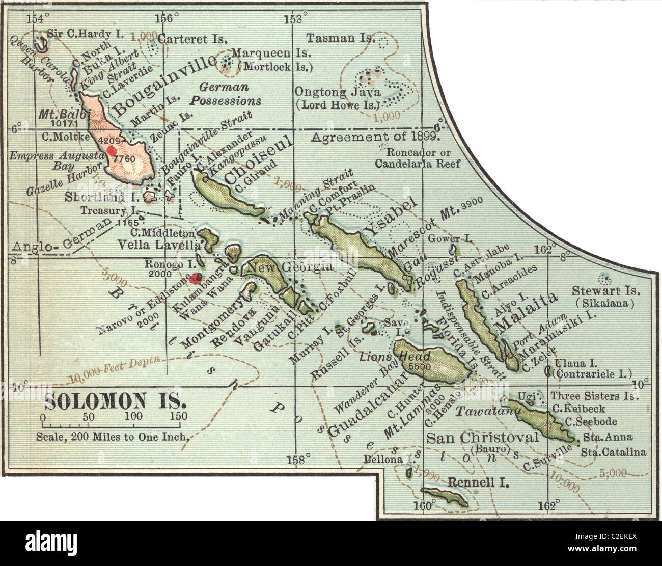 Mappa di Isole Salomone Foto Stock