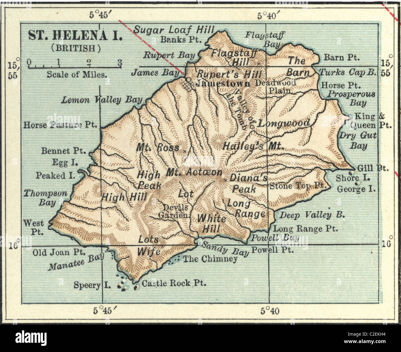Mappa di Saint Helena Island Foto Stock