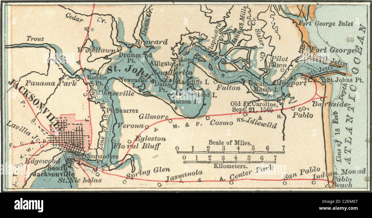 Mappa di Jacksonville, Florida Foto Stock
