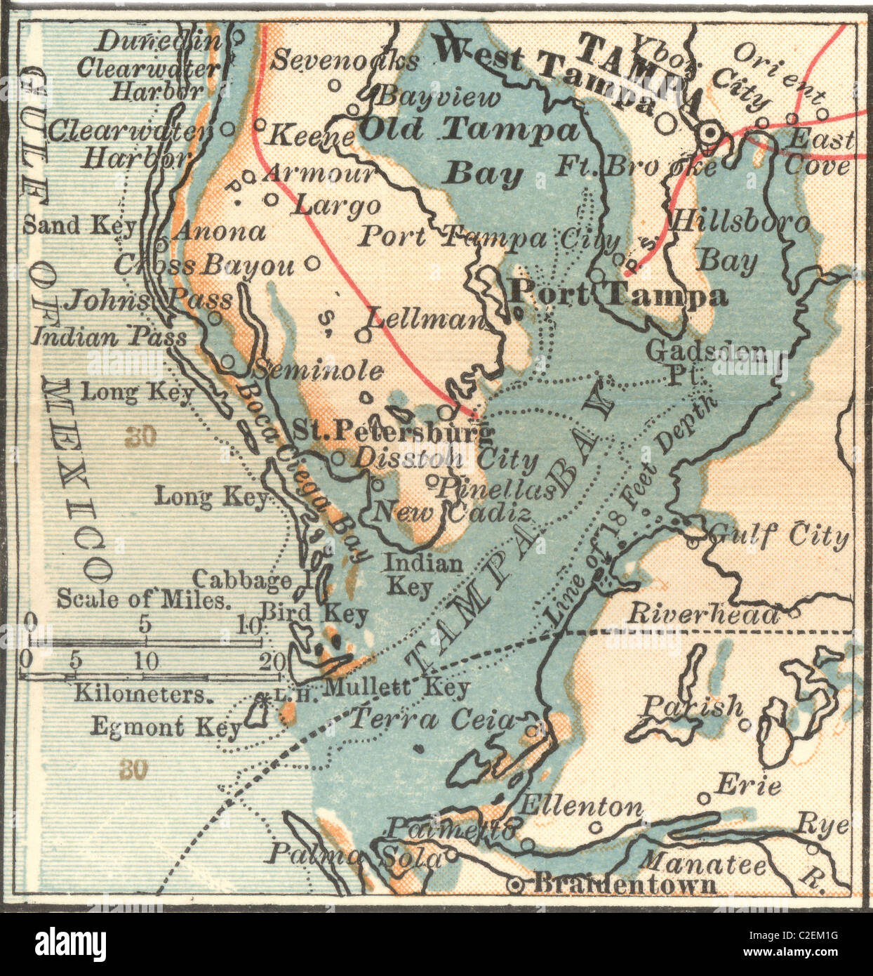 Mappa di Tampa, Florida Foto Stock