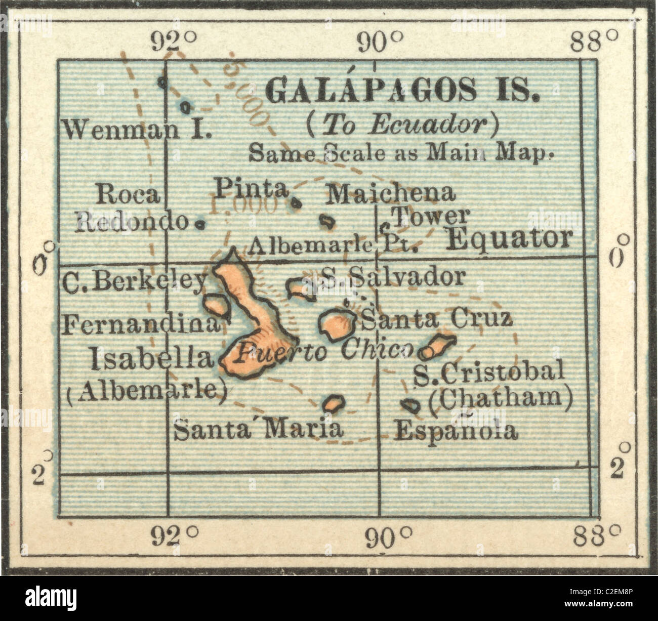 Mappa di Isole Galapagos Foto Stock