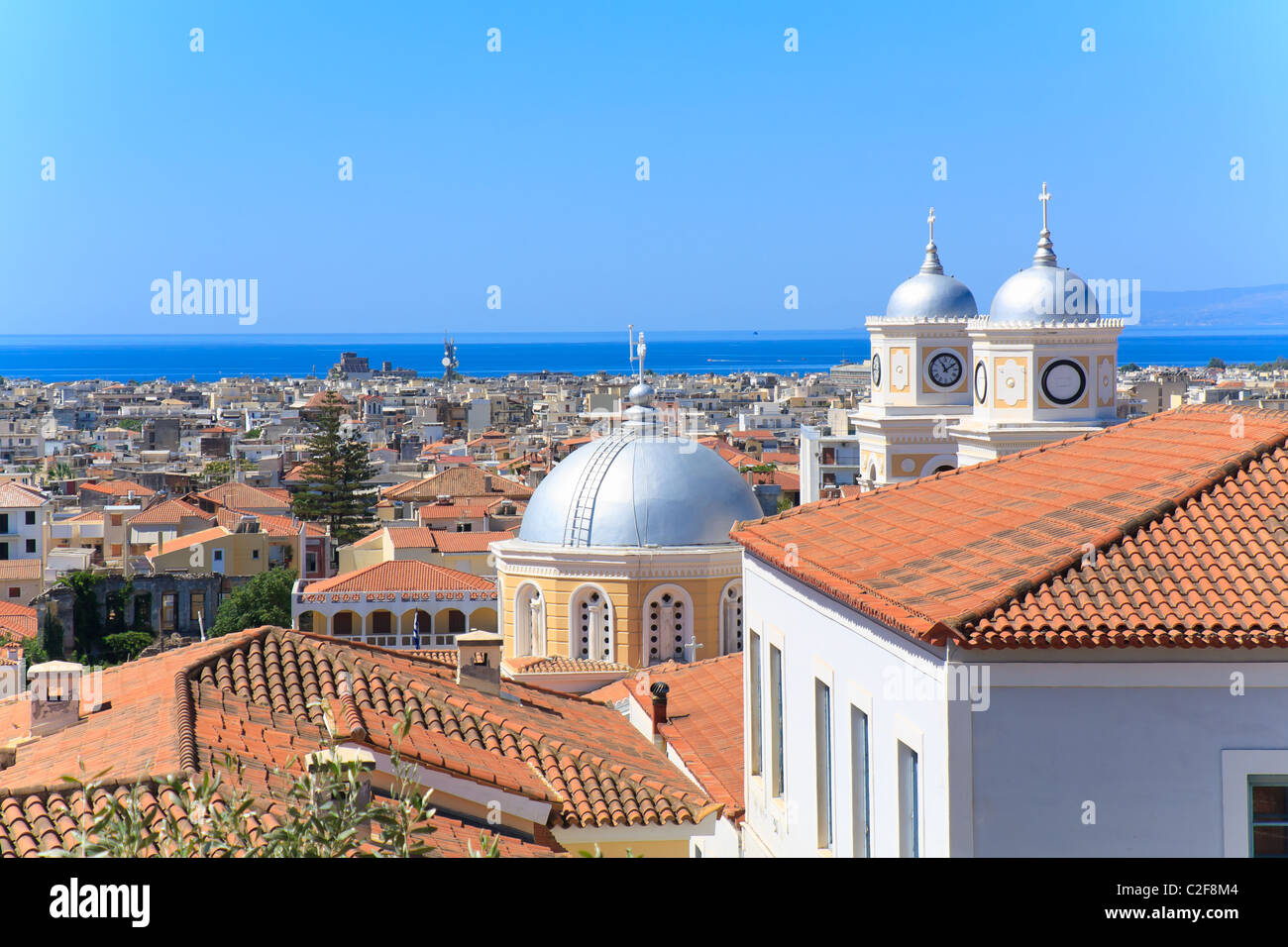 Kalamata tetti in Grecia da un alto punto di vista Foto Stock