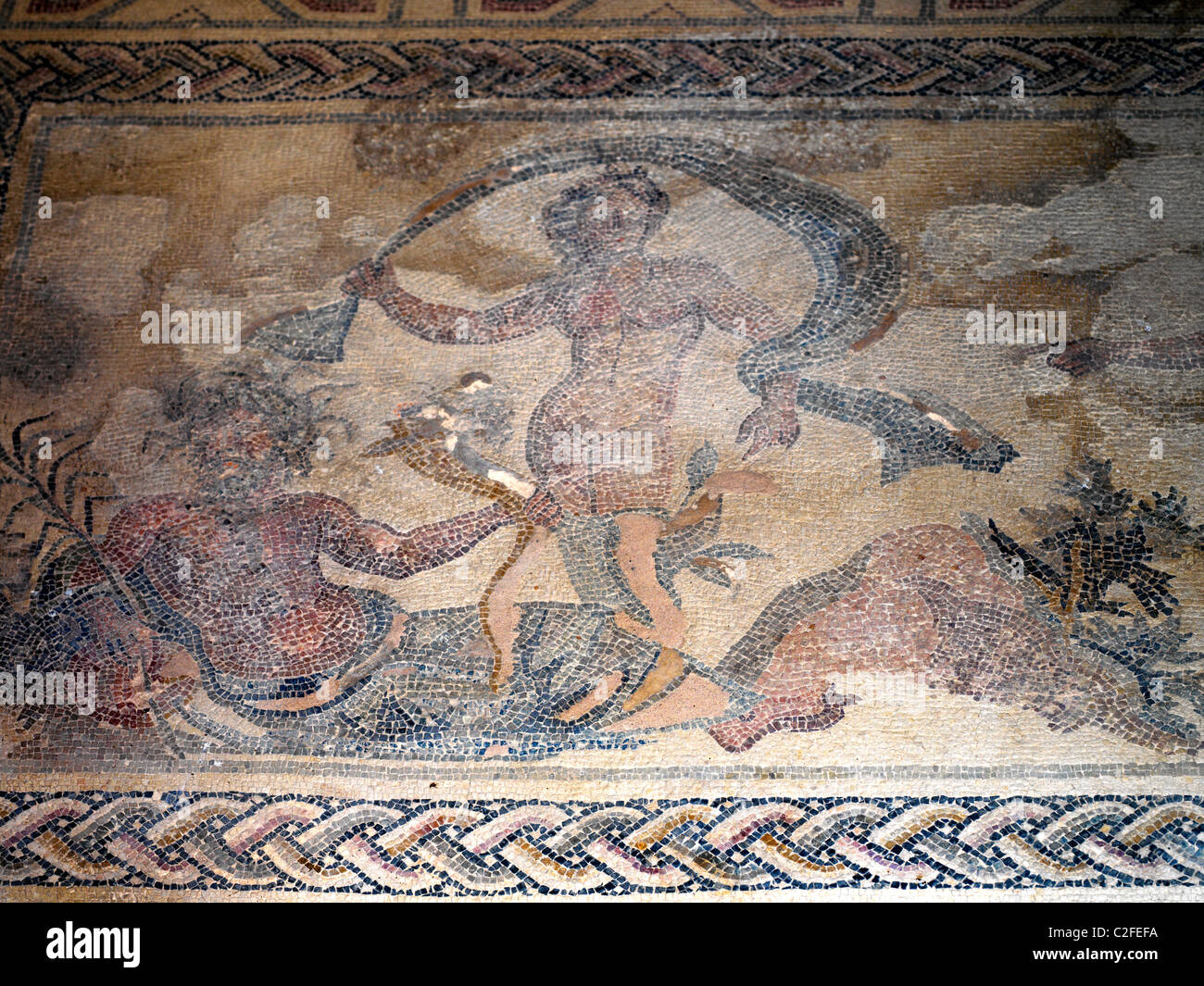 Kato Paphos Cipro Paphos Parco Archeologico Casa di Dioniso mosaico romano Foto Stock