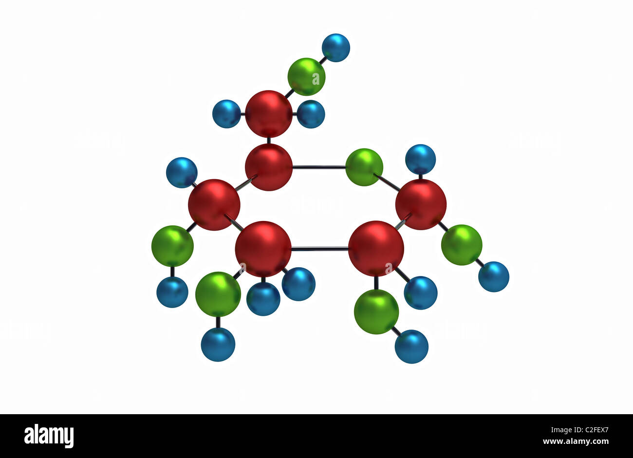 Molecola di glucosio, 3D render, isolato su bianco Foto Stock