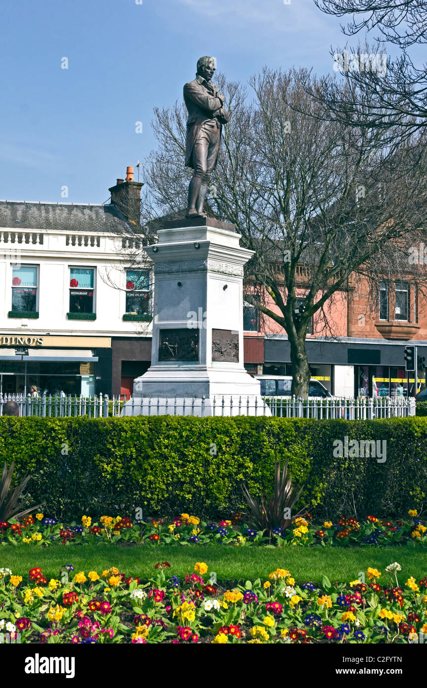 Burns Statua in ustioni statua piazza a sud di Ayr Ayrshire in Scozia commemorativo del grande poeta Scozzese Robert Burns Foto Stock