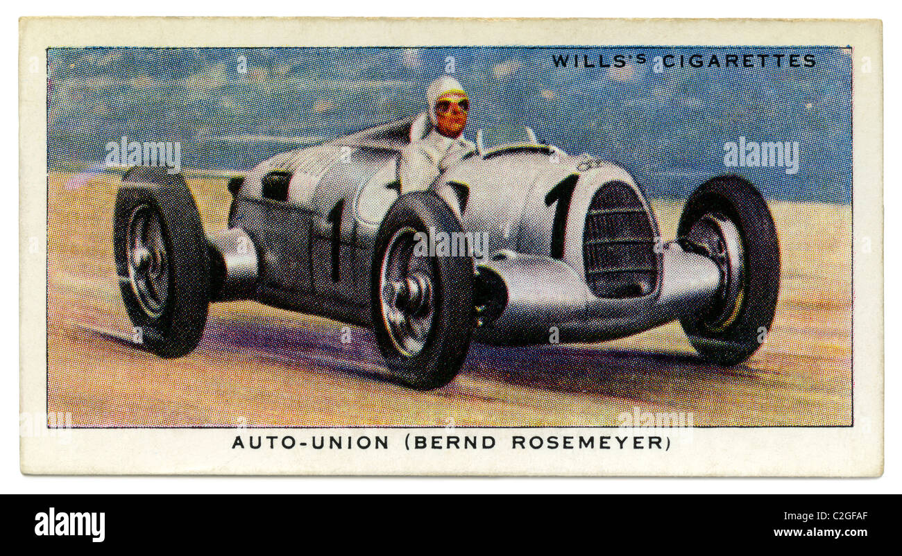 Bernd Rosemeyer's Auto-Union posteriore tedesco bimotore vettura che ha vinto il Grand Prix internazionale a Donnington Park nel 1937 Foto Stock