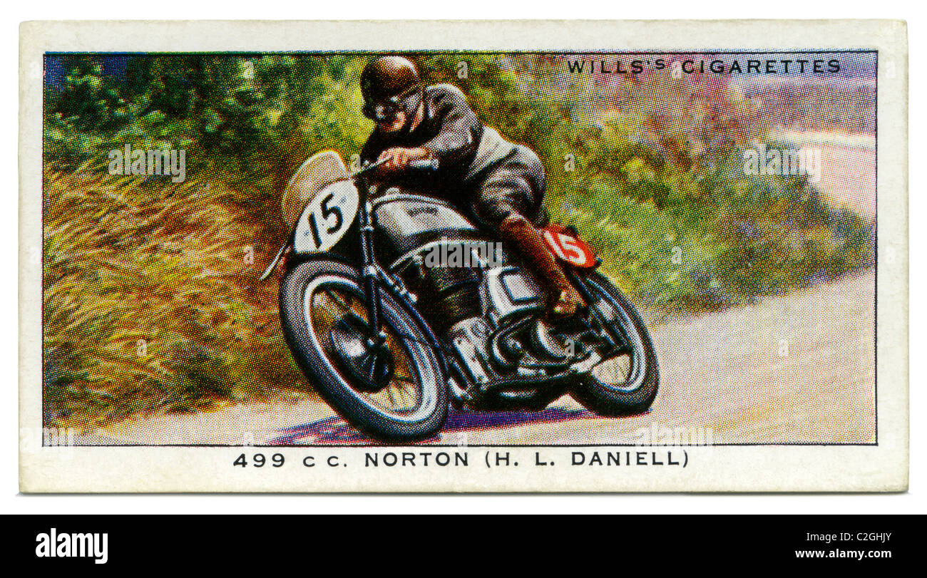 H. L. (Harold) Daniell è 499 cc Norton ciclo motore. Daniell ha vinto su questa bici nell'Isola di Man il Senior TT race di 1938 Foto Stock