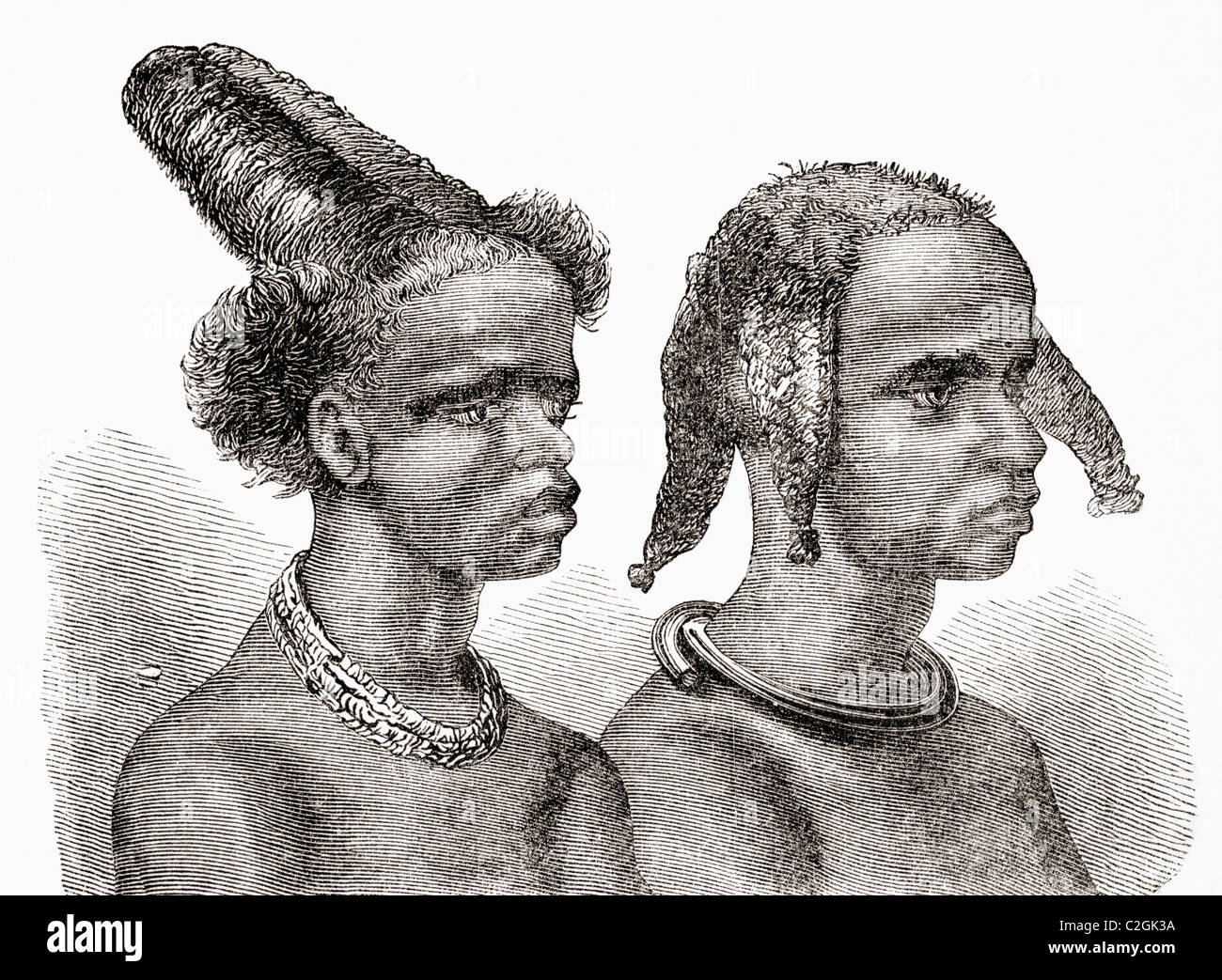 Copricapo del sud africano donne native nel XIX secolo. Foto Stock