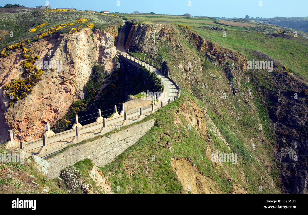 La Coupee Sark Isole del Canale Foto Stock