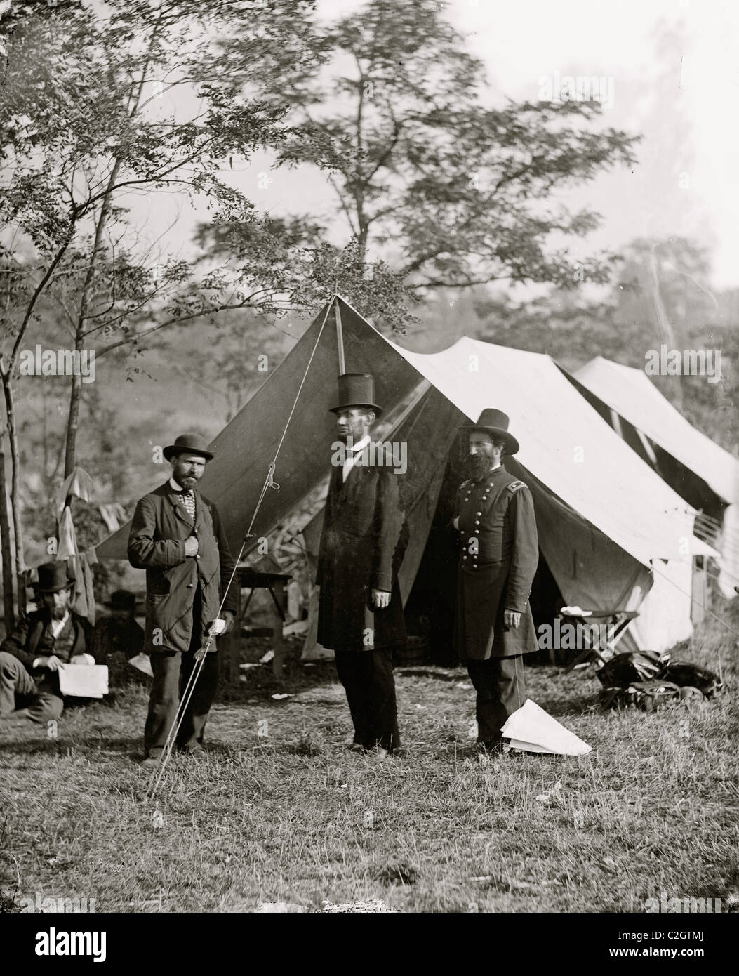 Antietam, Md. Allan Pinkerton, il Presidente Lincoln e il Mag. Gen. Giovanni A. McClernand Foto Stock