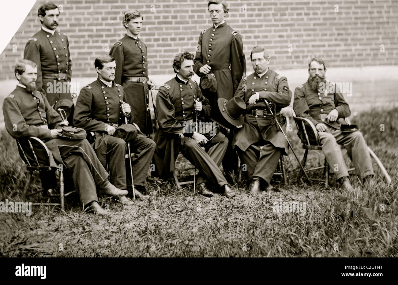 Washington, D.C. Gen. John F. Hartranft e il personale responsabile per fissare i cospiratori allâ Arsenale Foto Stock