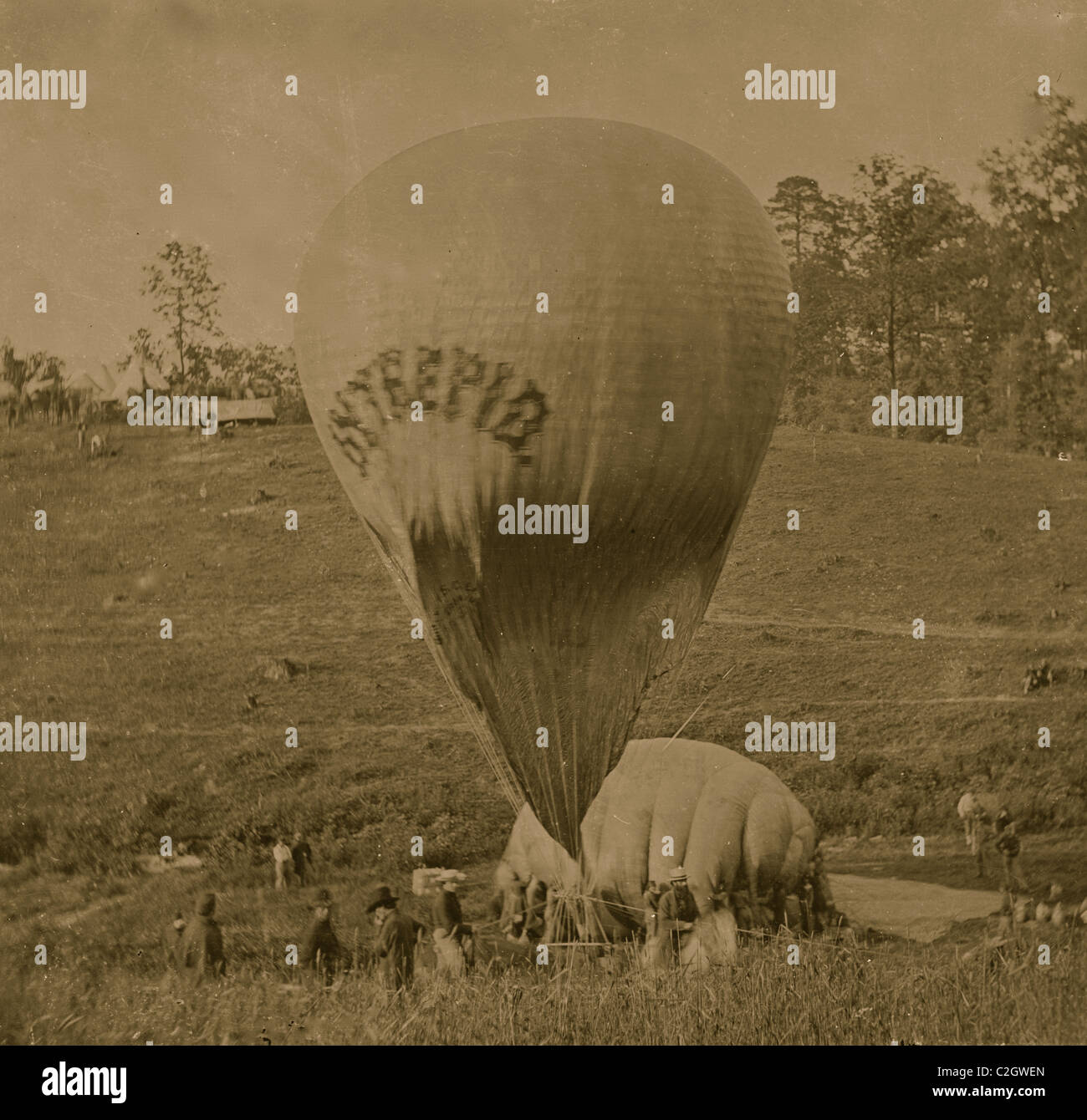 Fair Oaks, Virginia. Il prof. Thaddeus S. Lowe palloncino per il rifornimento di Intrepid dalla costituzione del palloncino Foto Stock