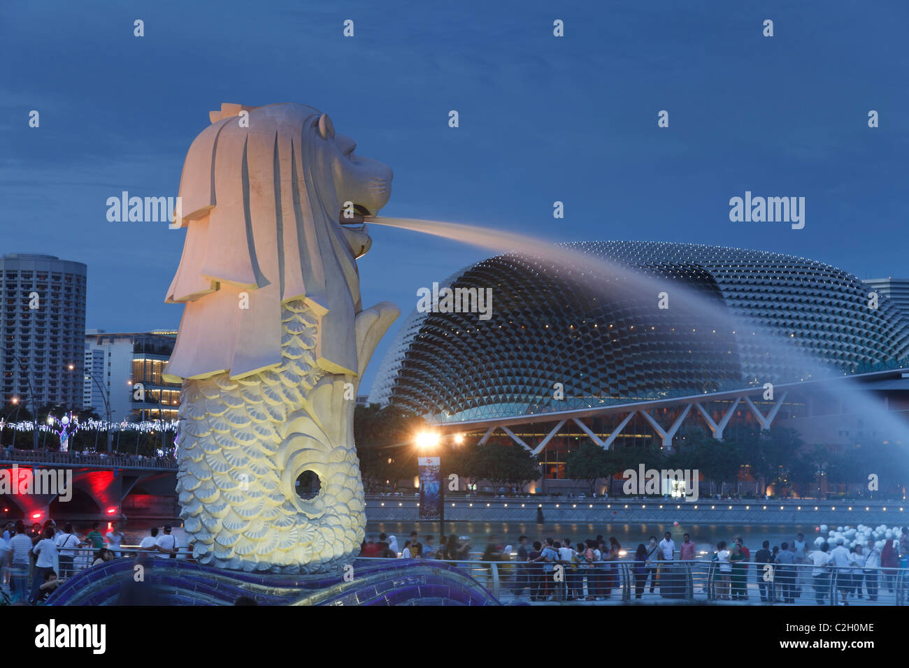 Singapore, il Parco Merlion, Merlion Fontana Foto Stock