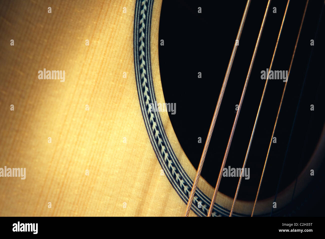 Chitarra acustica , stile retrò tonica foto con DOF poco profondo Foto Stock