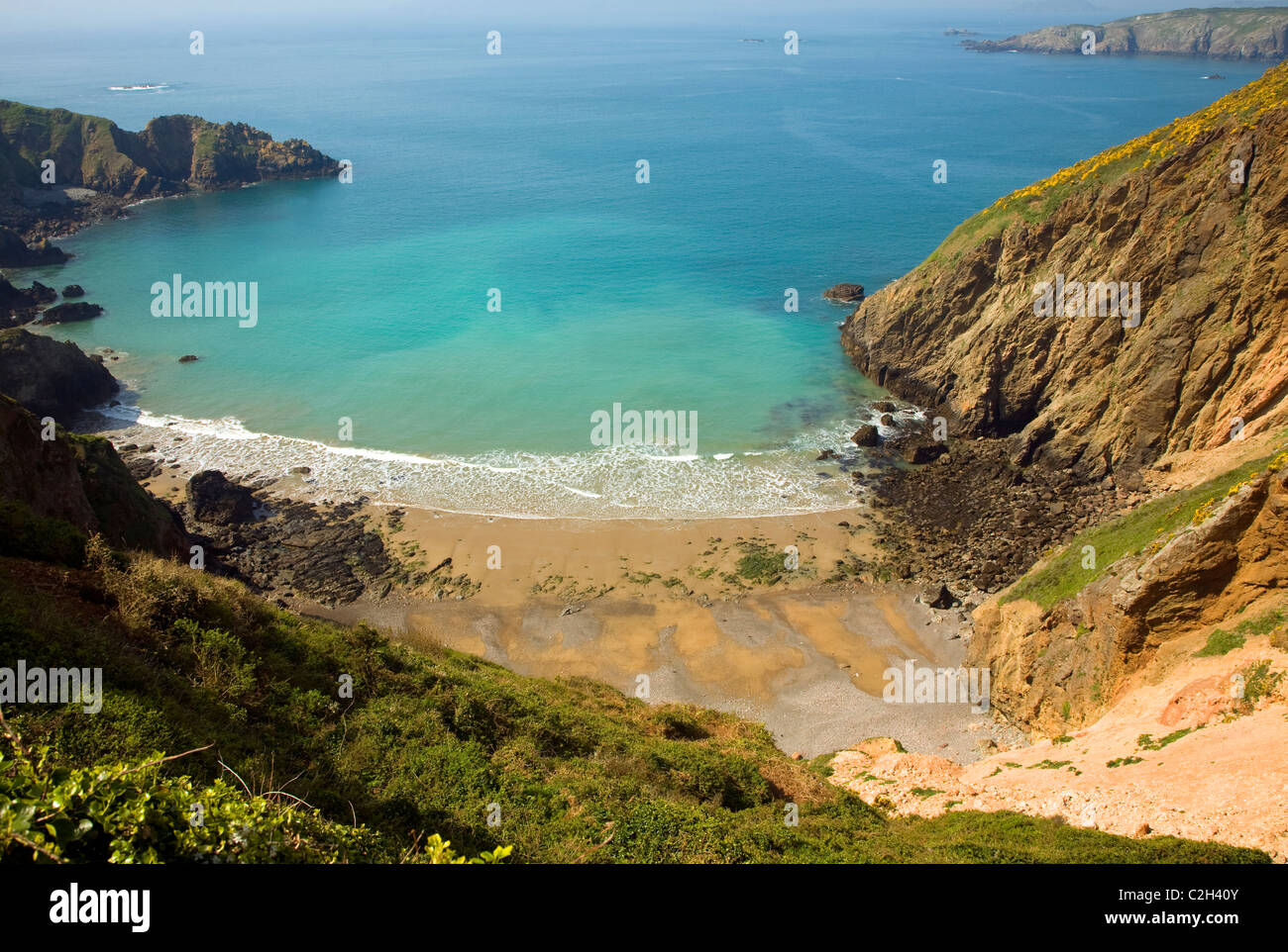 La grande spiaggia di Greve, Sark, Isole del Canale Foto Stock