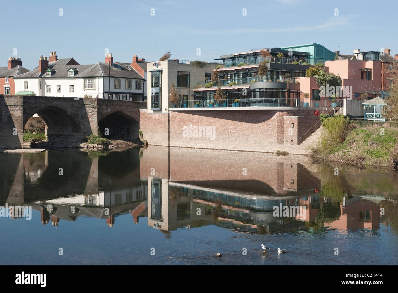 Fiume Wye a Hereford Foto Stock