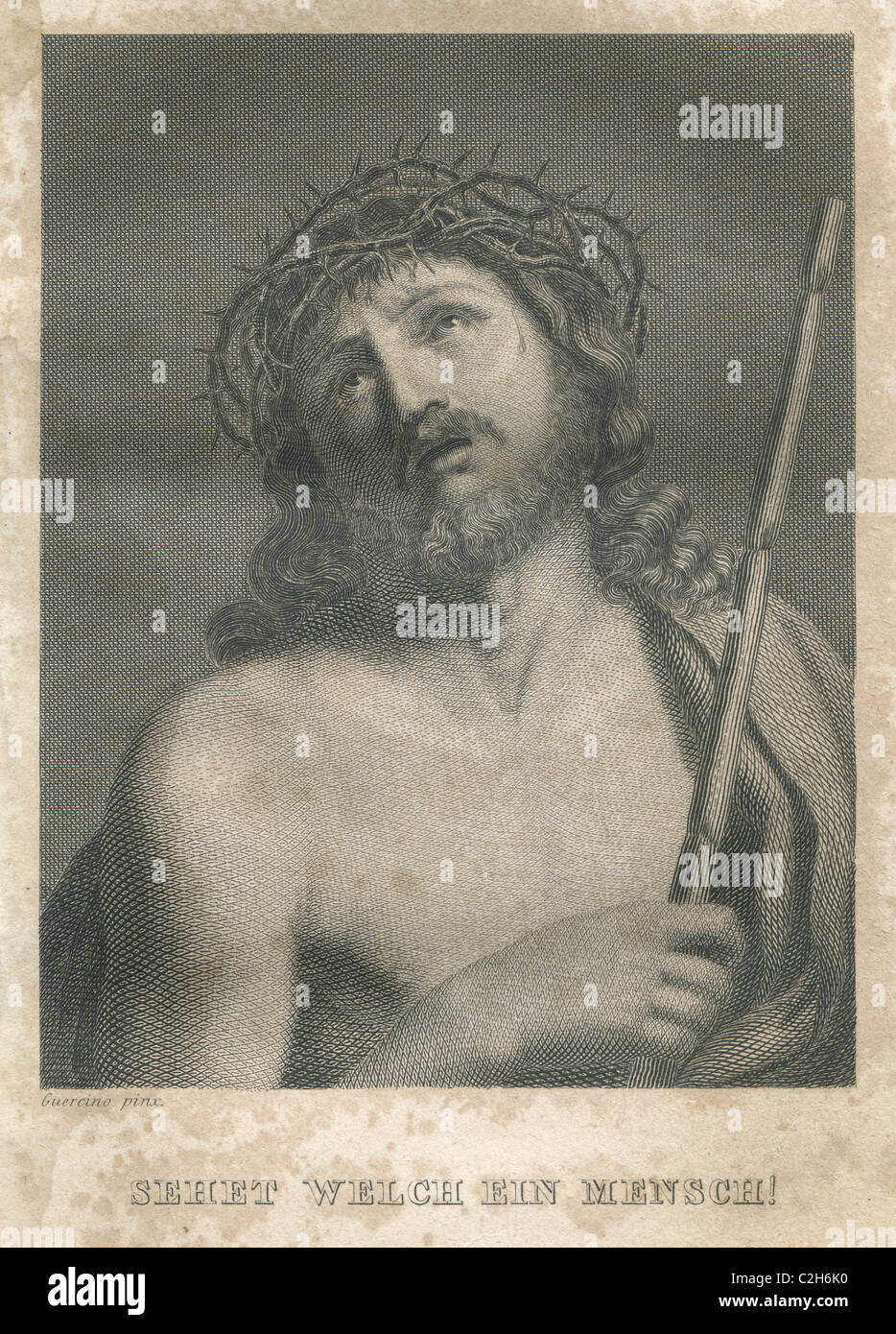 Ecce Homo (Sehet welch ein Mensch!) 1843 Guercino pinx. Incisione in acciaio Foto Stock
