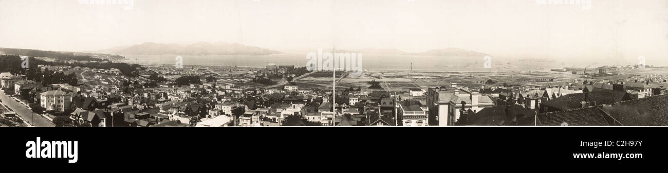 Fort Winfield Scott; Presidio e Fort Mason che guardano alla Baia di San Francisco Foto Stock