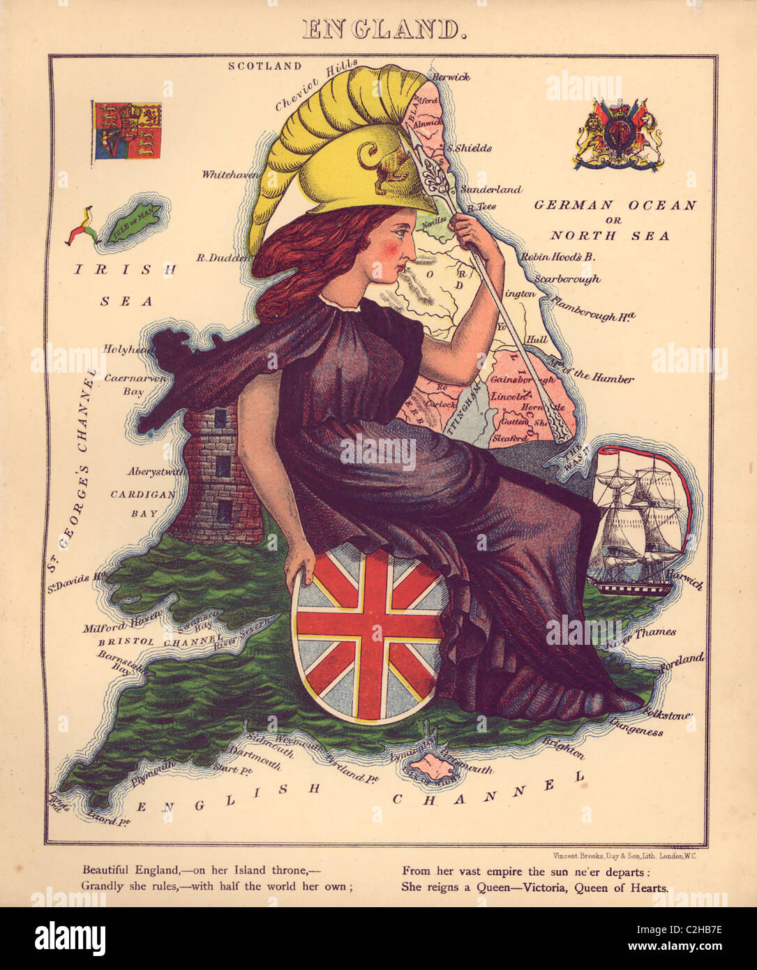 Mappa antropomorfo di Inghilterra Foto Stock