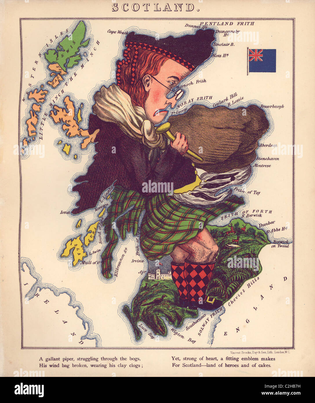 Mappa antropomorfo della Scozia Foto Stock