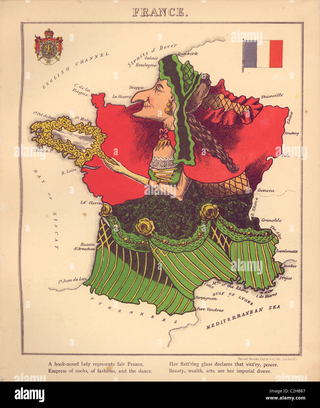 Mappa antropomorfo della Francia Foto Stock