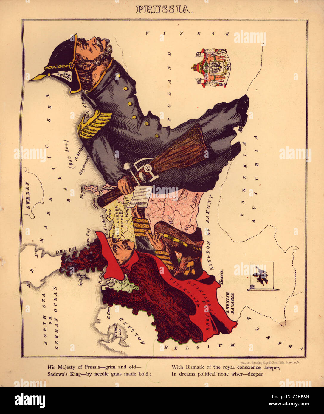 Mappa antropomorfo della Prussia Foto Stock