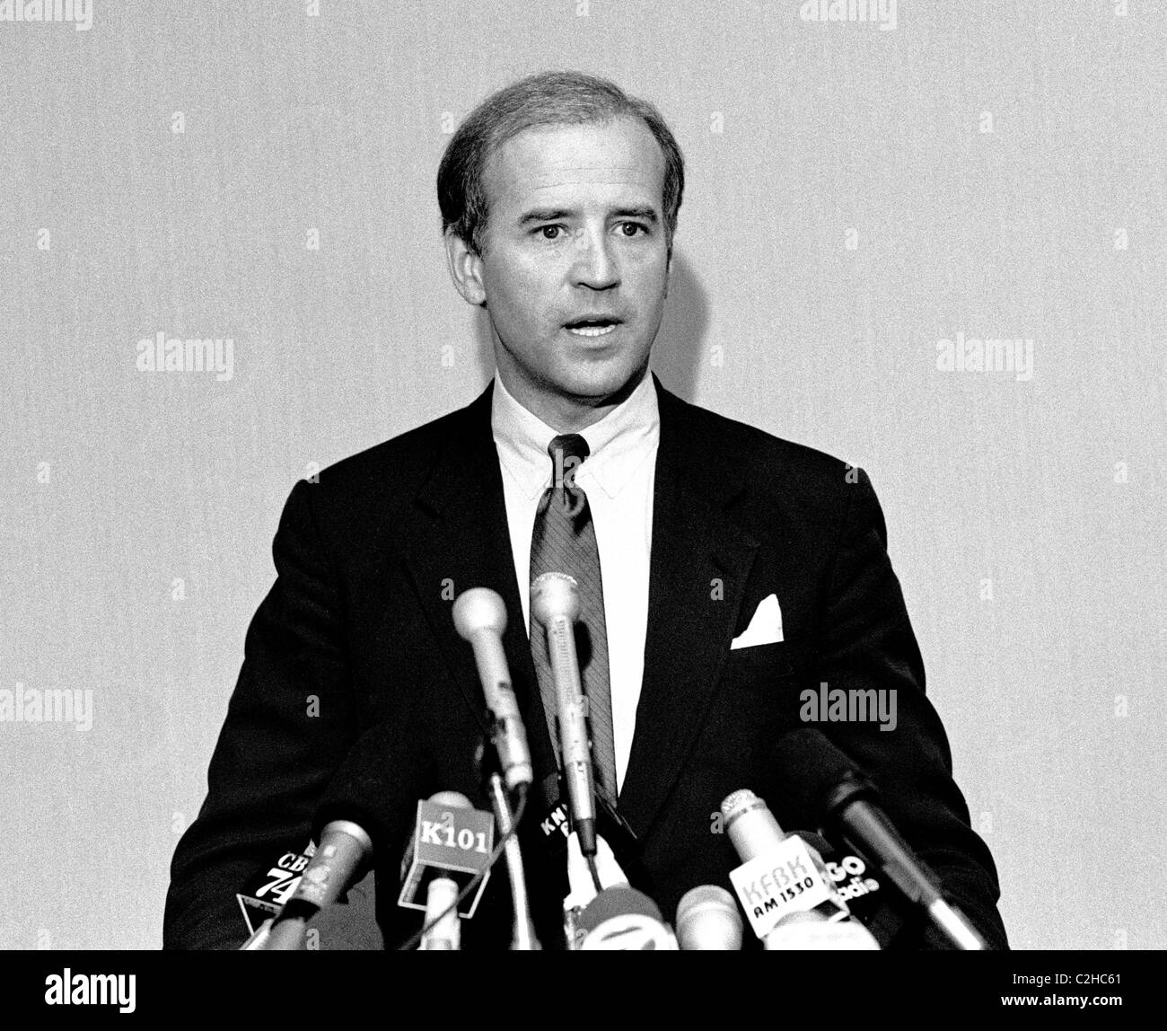 Senatore USA dal Delaware, Joseph Biden campagne democratica per la nomina presidenziale nel 1987 Foto Stock