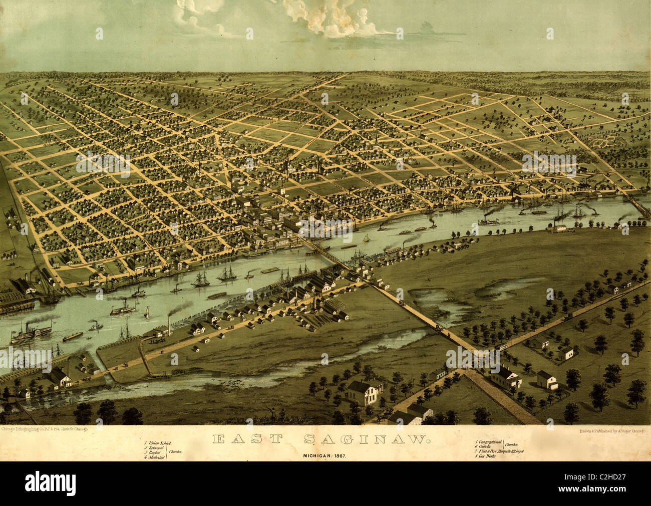 Oriente Saginaw, Michigan, 1867 Foto Stock