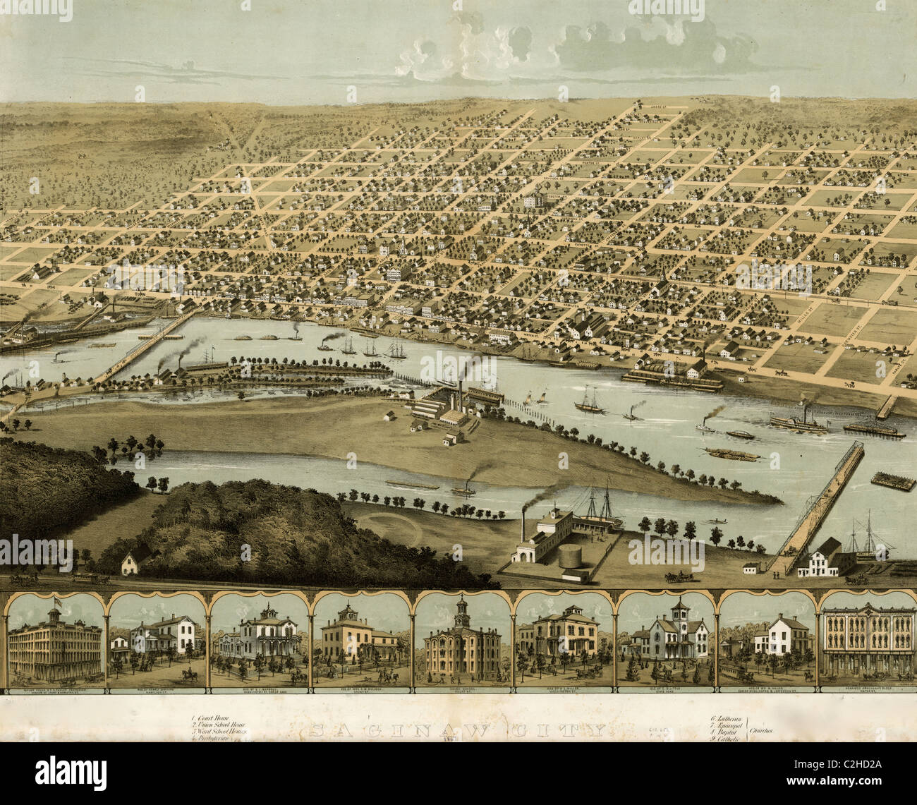La Saginaw City, Michigan 1867 Foto Stock