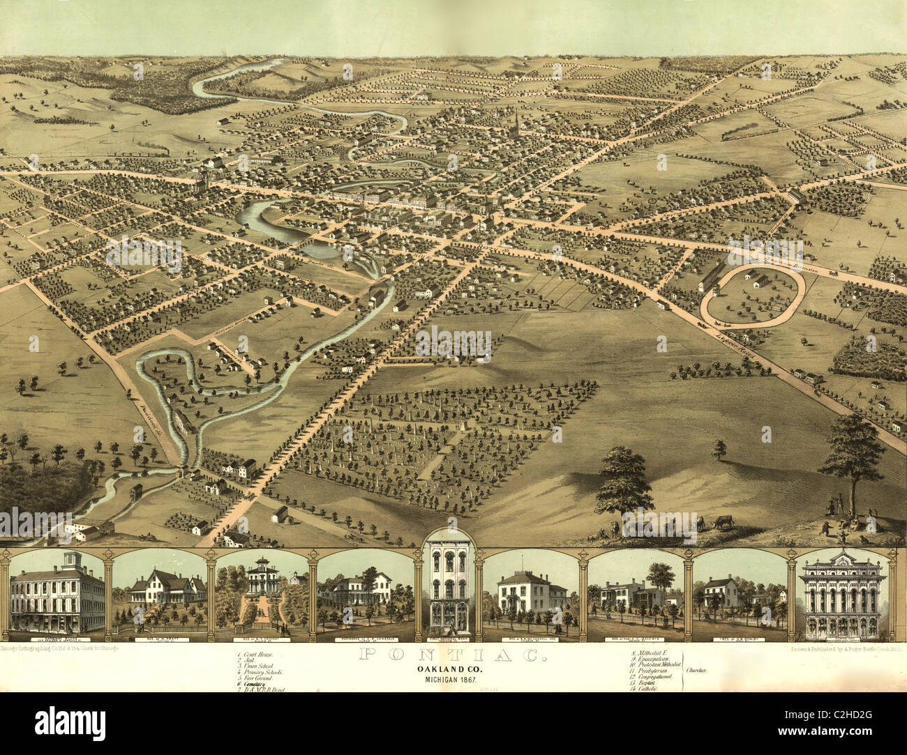 Pontiac, Michigan 1867 Foto Stock