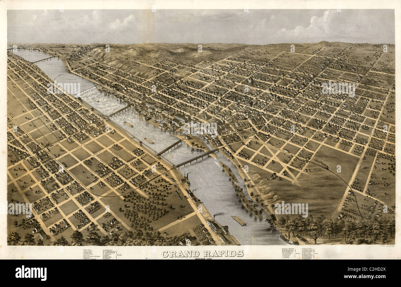 Grand Rapids, Michigan 1868 Foto Stock