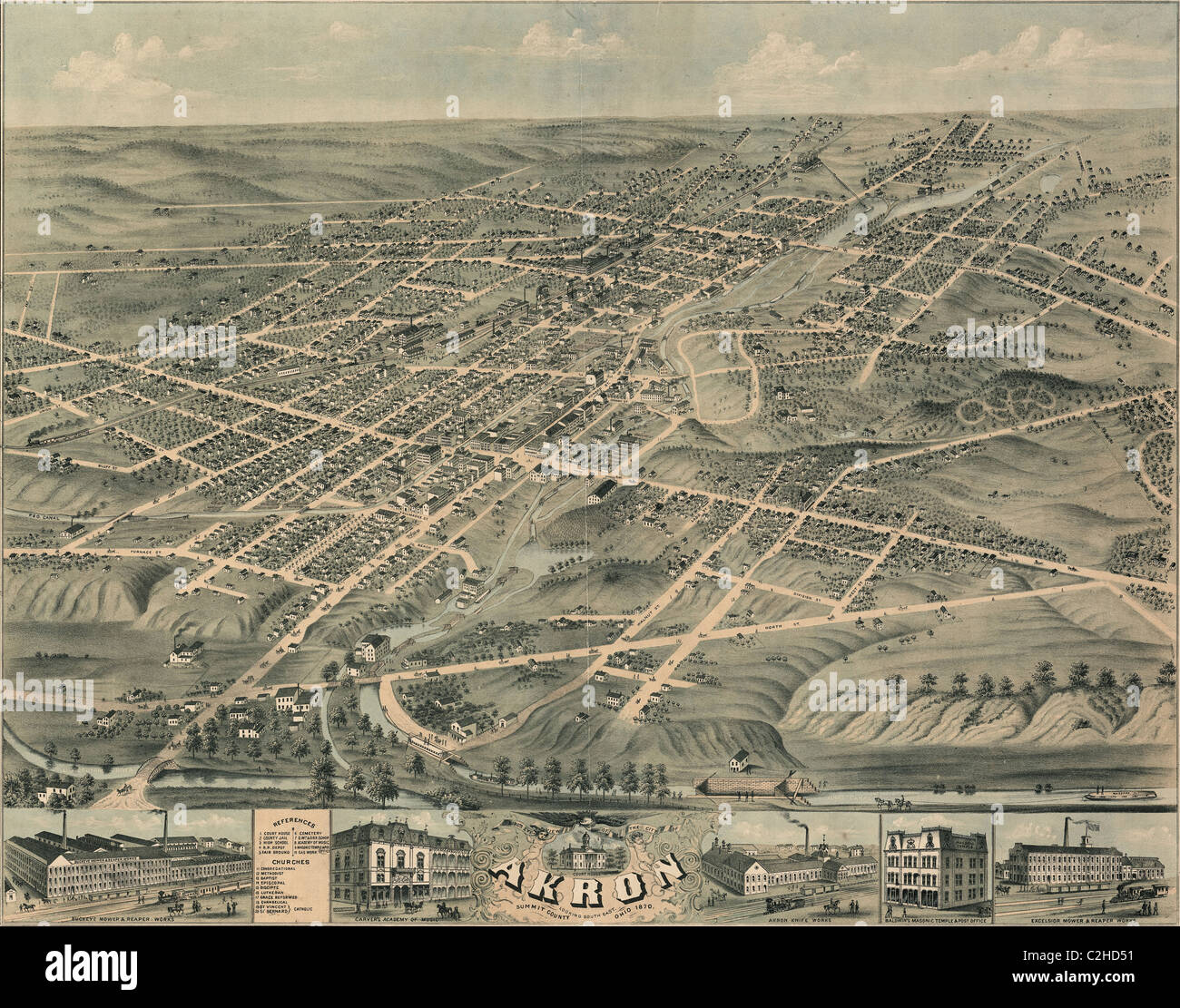 Akron, Ohio 1870 Foto Stock