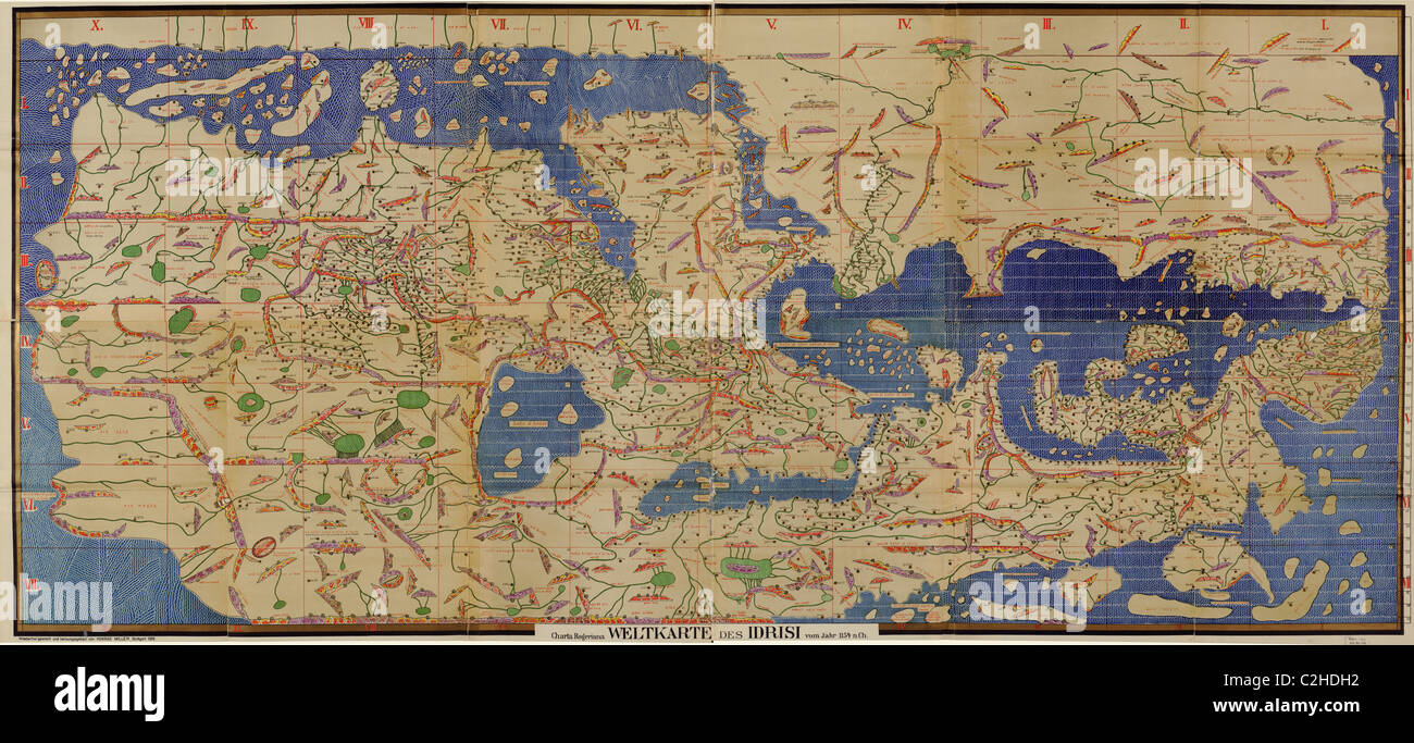 Mappa arabo del Mediterraneo Foto Stock