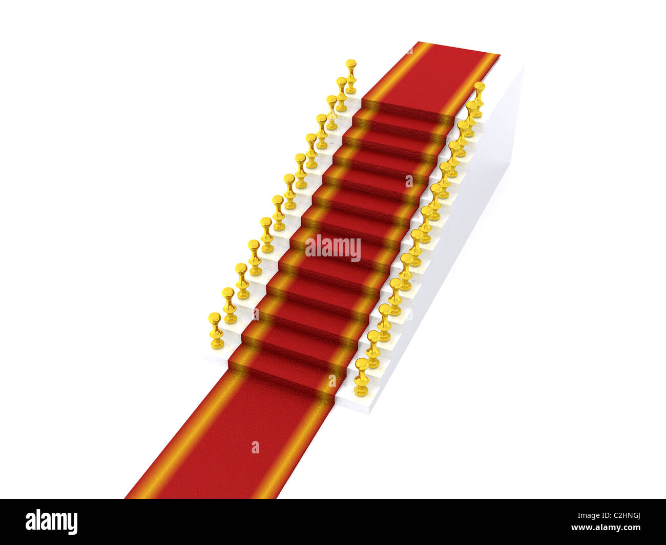 Scale di colore bianco con moquette. 3d Foto Stock