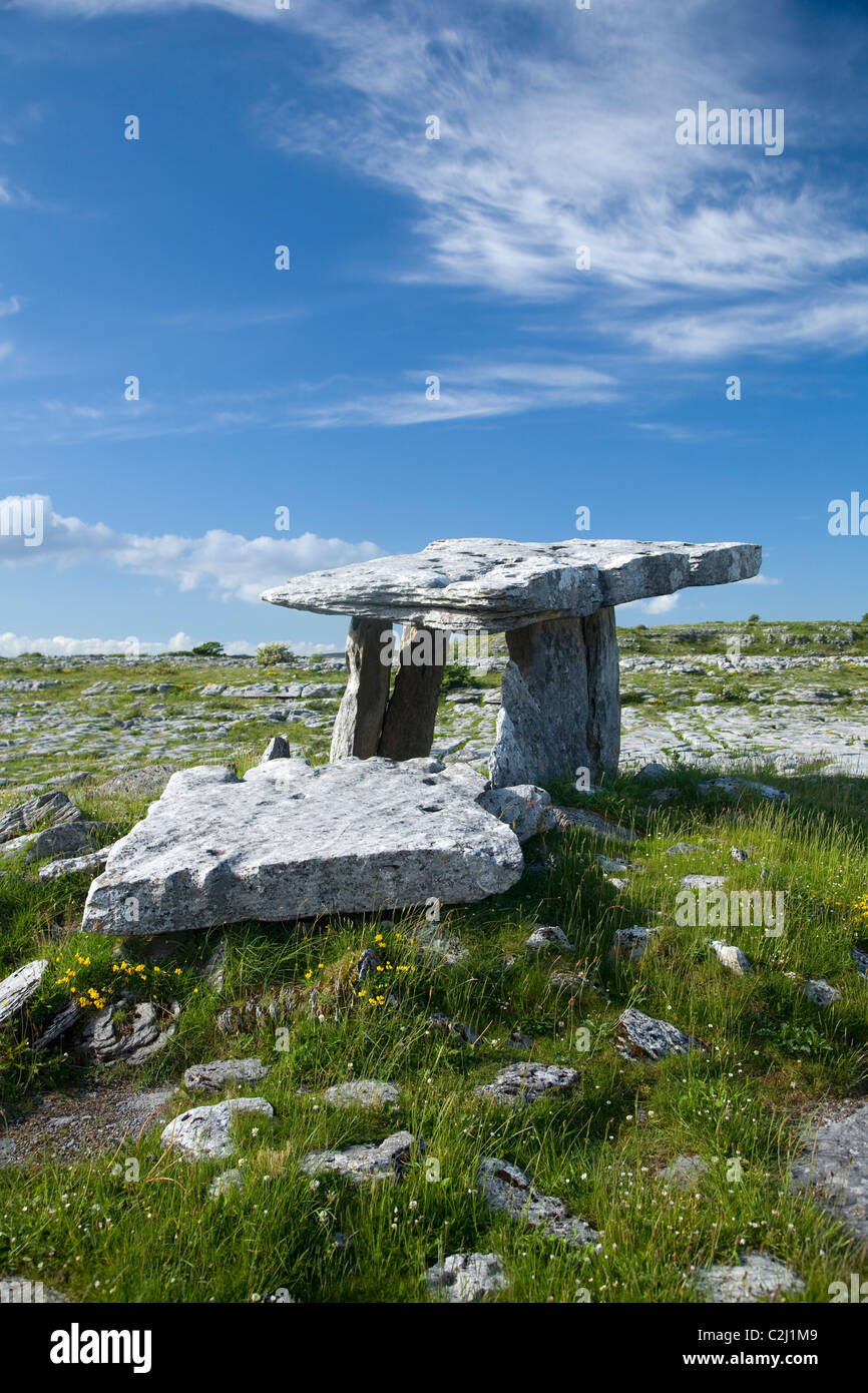 Poulnabrone Dolmen, Burren, Co Clare, Irlanda. Foto Stock