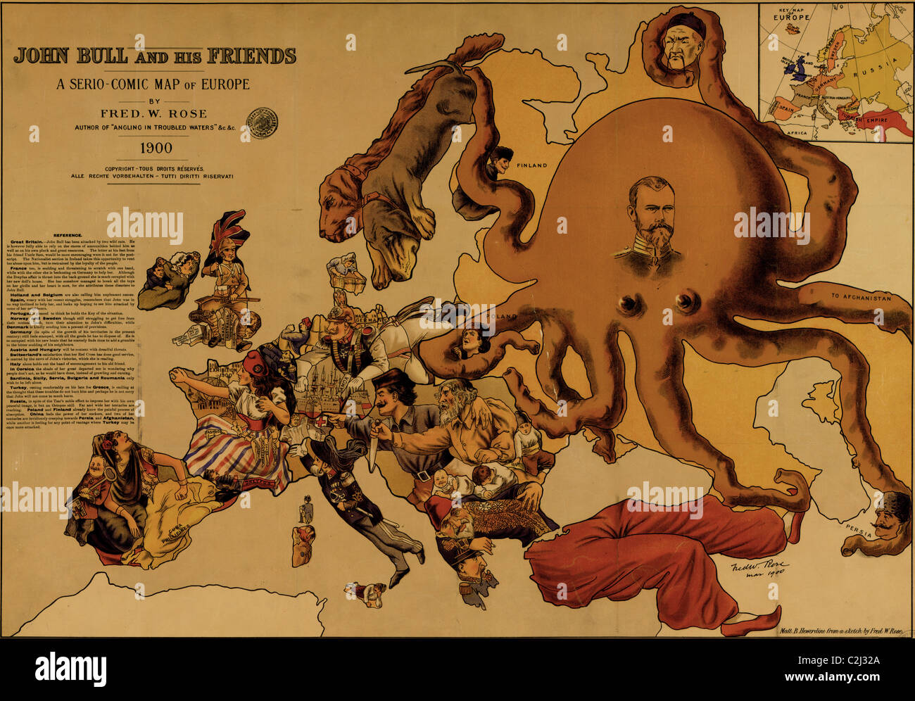 John Bull e i suoi amici : un serio-comic Mappa di Europa - 1900 Foto Stock