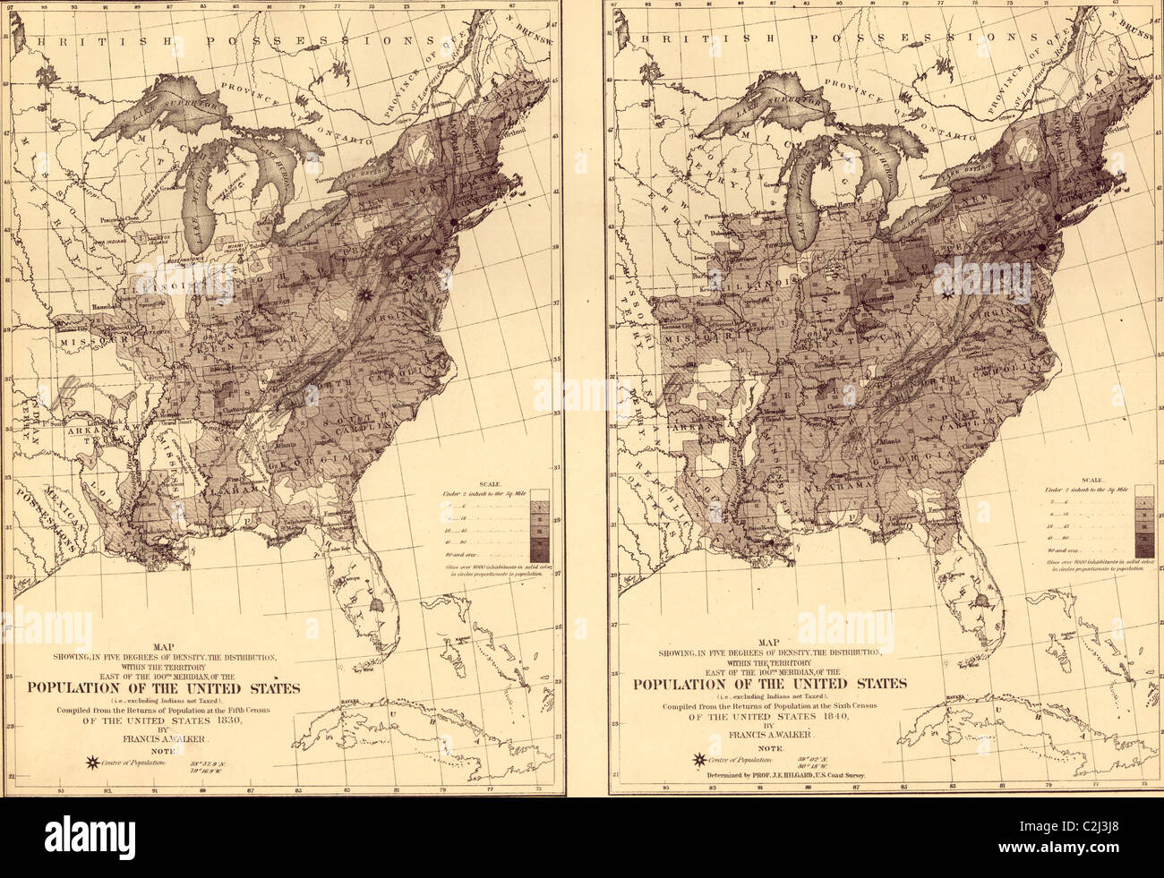 La crescita della popolazione degli Stati Uniti - 1830 a 1840 Foto Stock