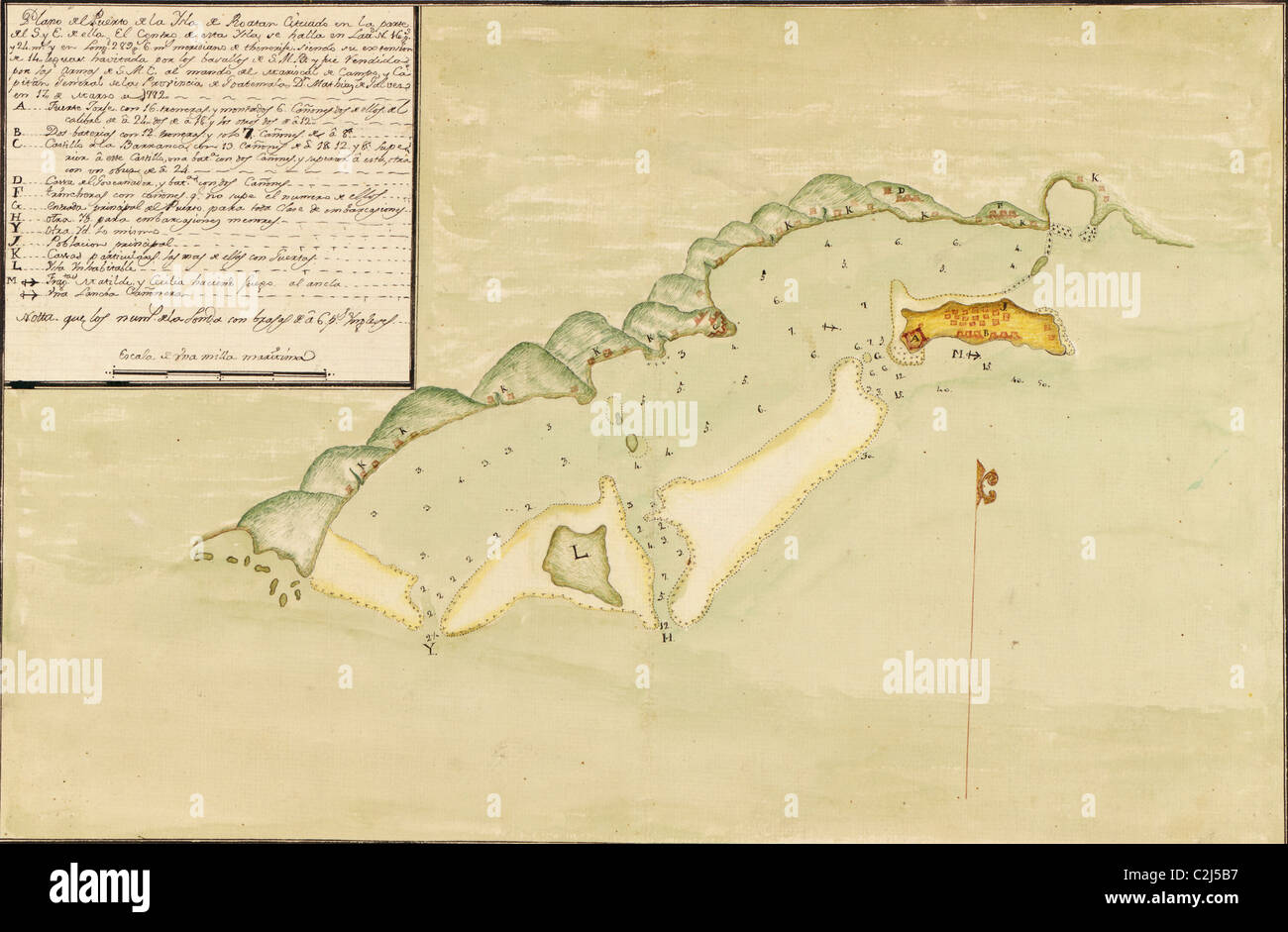 Honduras - 1782 - Port Royal Harbour Foto Stock