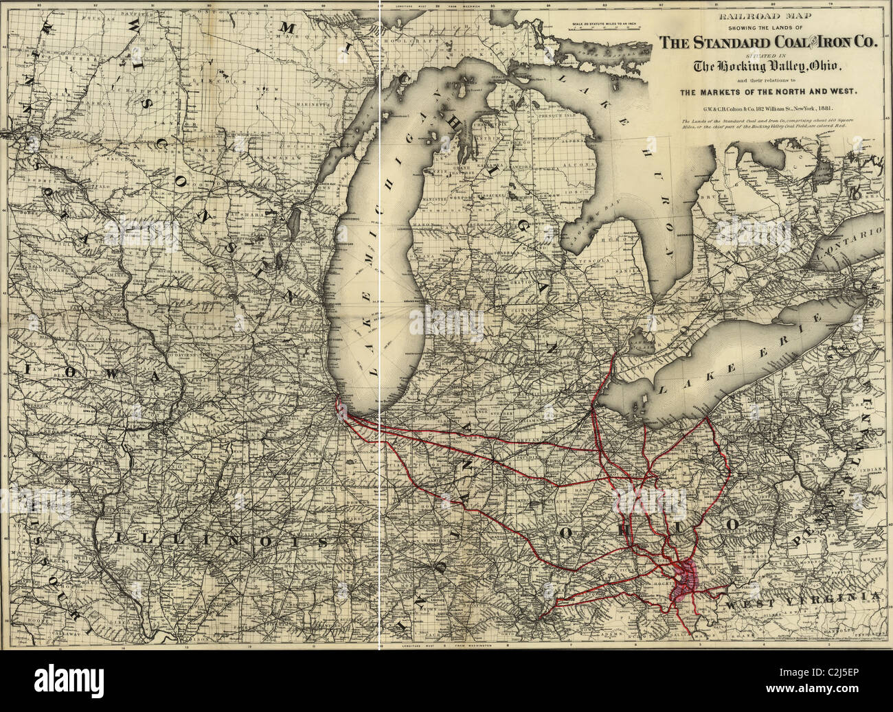Carbone Standard & Ferro di Hocking Valley, Ohio - 1881 Foto Stock