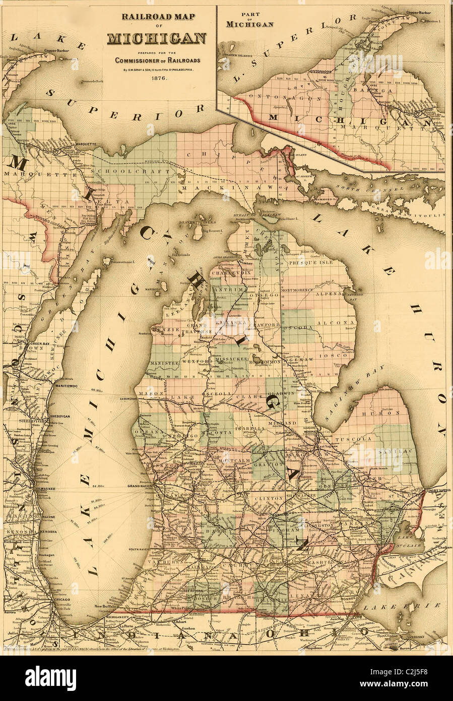 Ferrovie del Michigan - 1874 Foto Stock