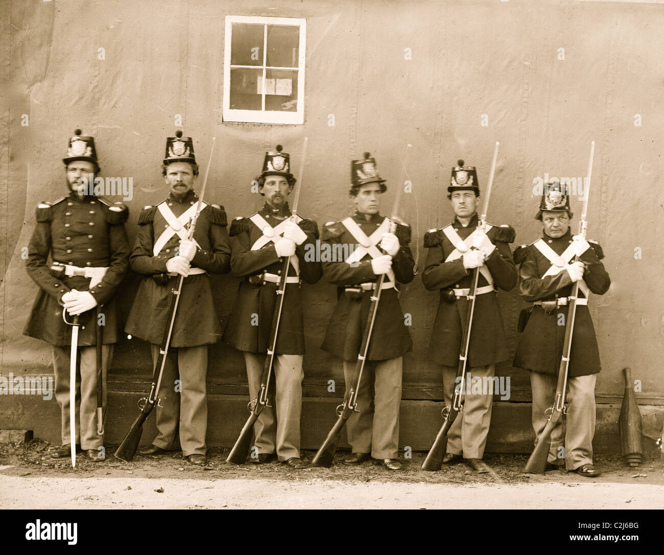 Washington, D.C. Sei marines con baionette fisso al Navy Yard Foto Stock